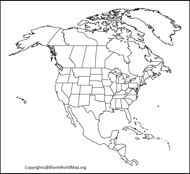 Blank Map of North America For Worksheet